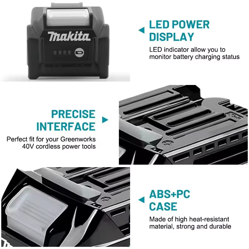 Makita 40V 5,0Ah Li-Ionen-Batterie Schwarz 5000mAh Ersatzakku für BL4050 und BL4040 Akku-Werkzeuge - Bild 2