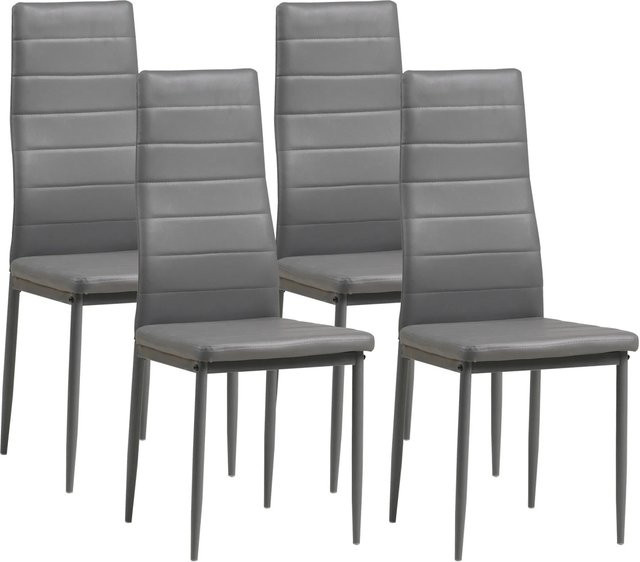 Albatros Esszimmerstühle MILANO 4er Set Grau - Polsterstühle mit Kunstleder-Bezug und Metall-Gestell im modernen Design - Bild 1