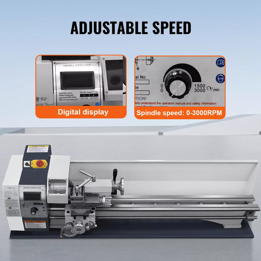 SIHAO Metall-Drehmaschine mit 1200W Leistung, variable Geschwindigkeit, LED-Display und Bürstenmotor für Hobby-DIY-Kleinwerkstätten - Bild 3