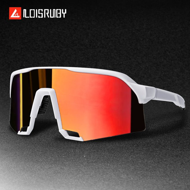 LOISRUBY Sportsonnenbrille, Unisex, Vollrand, Wrap, Kunststoff, weiß - Bild 1