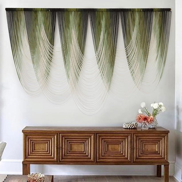Bohemian Makramee Wandbehang von Tee Culture in Grün und Grau, dekorativer Wandteppich im Boho-Stil für Wohnzimmer oder Schlafzimmer, Breite: 100 cm, Höhe: 70 cm - Bild 1
