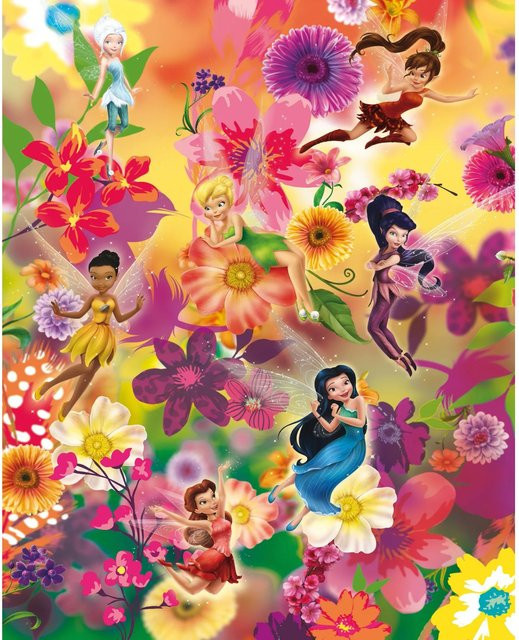 Komar Fototapete Vlies Fairies Flowers Multicolor B: 200 cm, H: 250 cm - Bild 1