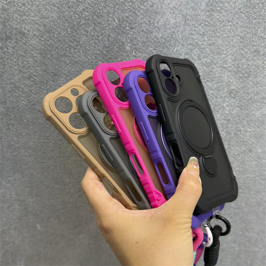 Xeber MagSafe Magnetische Handyhülle mit Nylon-Armband für iPhone 16 15 14 13 12 Pro Max Plus in Grau und Multicolour - Bild 1