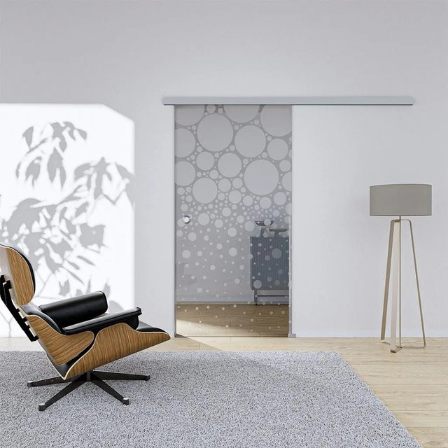 Hansaglas Glasschiebetür Perla 2 Komplettset in Silber, Transparent, DIN Rechts, B: 77,5 cm, H: 205,0 cm - Bild 1