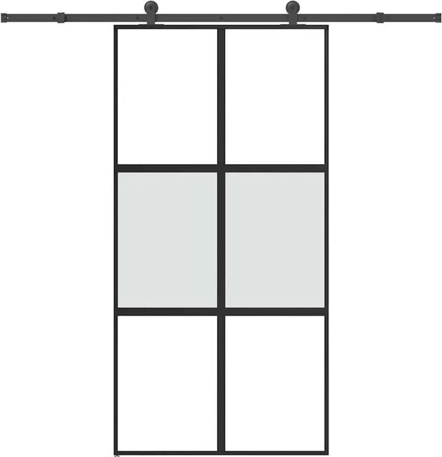 vidaXL Schiebetür aus Hartglas und Aluminium in Schwarz und Transparent, B/H: 102,5 x 205 cm - Bild 1