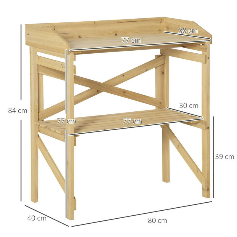 Outsunny Pflanztisch aus Tannenholz in Braun mit rustikalem Design, B/T/H: 80 x 40 x 84 cm - Bild 3