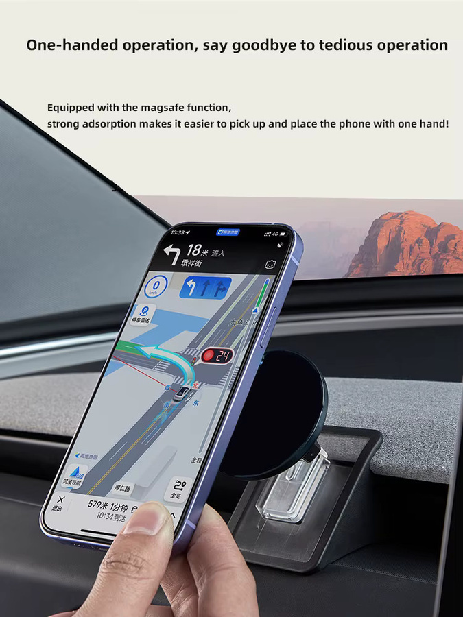 Magnetischer Autotelefonhalter TEEQ für Tesla Model 3 Highland und Model Y in Schwarz - Bild 2