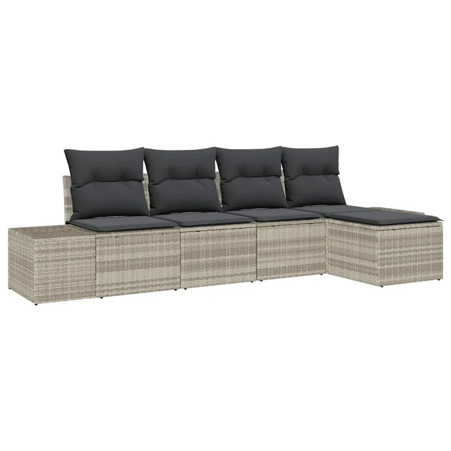 vidaXL 5-teiliges Garten-Sofaset aus Poly Rattan in Hellgrau mit UV-beständigen Kissen - Bild 2