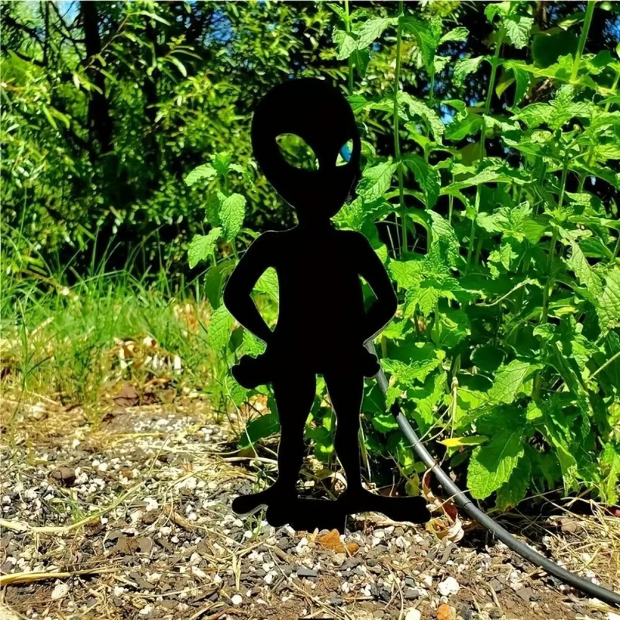 Abstrakter Alien-Gartenstecker aus Metall in Schwarz von Hello Young als Deko für Garten und Terrasse - Bild 4