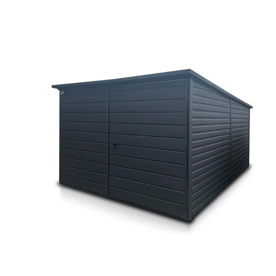 Liderstal Einzelgarage Premium aus Trapezprofilblech mit Pultdach und Doppelflügeltor in Graphit, B/T/H: 500 x 300 x 213 cm - Bild 2