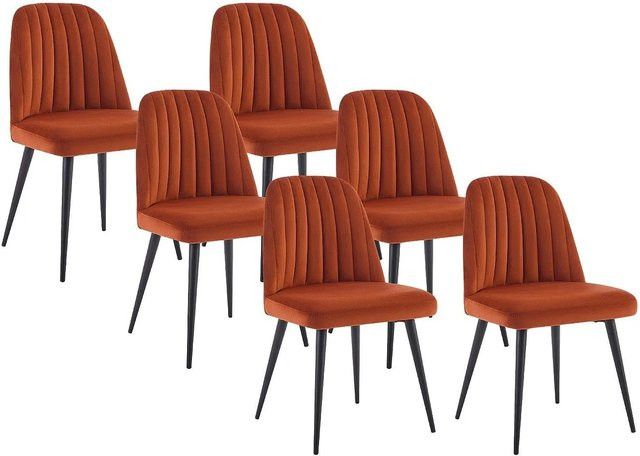 Vente-unique Eleana Stuhl aus Samt in Terracotta mit Metallgestell - Bild 1
