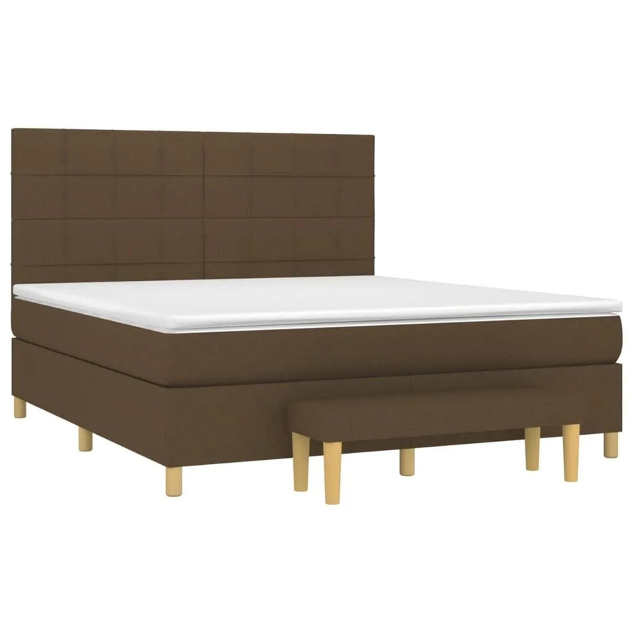 vidaXL Boxspringbett mit Matratze Hybrid-Design in Dunkelbraun und Weiß, B/T/H: 160 x 200 x 128 cm - Bild 2