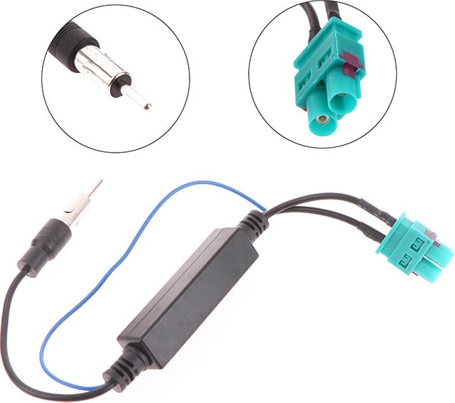 SHIDWJ Dual Head Fakra RF Antennen Konverter mit Verstärker für Volkswagen Touareg und Cayenne, Schwarz - Bild 1