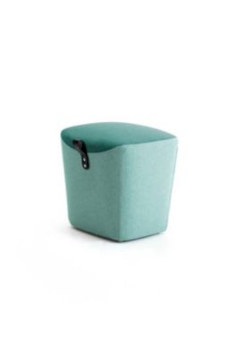 Leyform Hocker mit schwarzem Ledergriff aus Wollmischgewebe und Holz in Dunkelgraublau/Hellgraublau, B: 52 cm, T: 44 cm, H: 51,5 cm - Bild 1