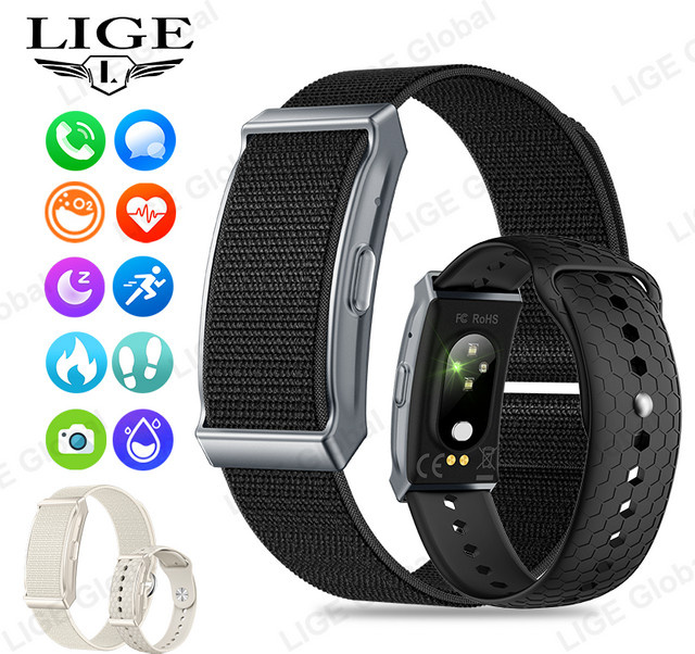 LIGE Smartwatch für Herren mit Herzfrequenzmonitor, Anruf-Erinnerung und IP68 Wasserdichtigkeit, Schwarz - Bild 1