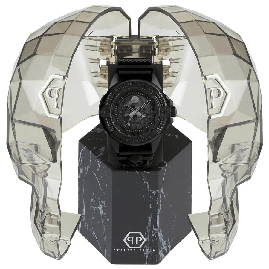 Philipp Plein Armbanduhr, Totenkopf, Quarz, Edelstahl, Silikon, Schwarz, Herren - Bild 3