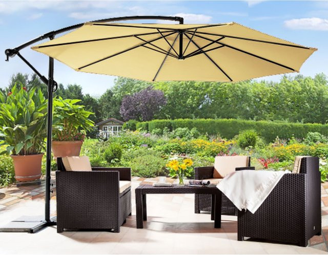 Solax-Sunshine Ampelschirm aus Aluminium und Polyester in Beige mit Ø 3 m - Bild 1