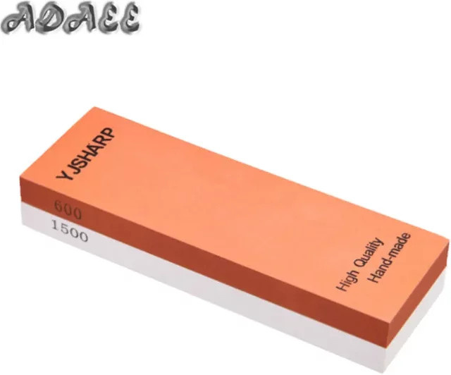 Doppelseitiger Schleifstein aus weißem Korund mit Körnung 600 und 1500 für Küchenmesser, B/T/H: 180 x 60 x 30 mm - Bild 1