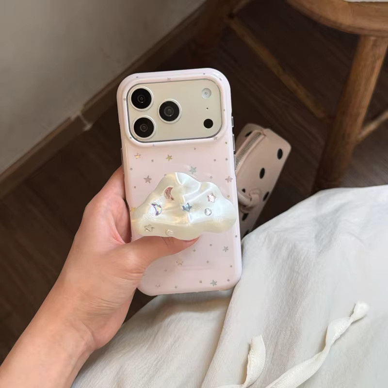 FCLOVERS Handyhülle für iPhone 17 16 15 14 13 Pro Max mit rosa Diamant-Sternenwolken und magnetischer Halterung - Bild 3