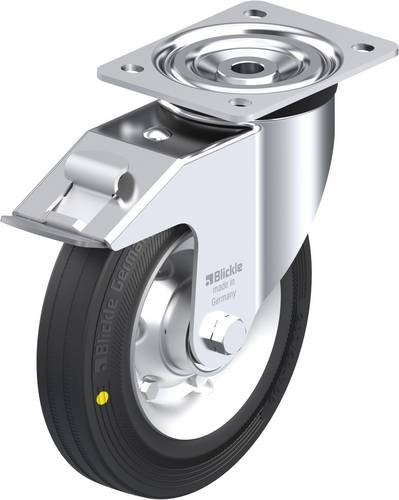 Blickle Lenkrolle L-V 200K-FI-EL mit Feststeller in Schwarz und Silber, Rad-Durchmesser: 200 mm, Tragfähigkeit: 205 kg - Bild 1