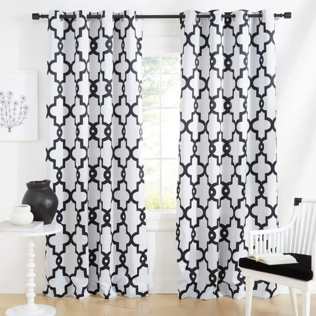 Yiran Furniture Ösenvorhangpaneel-Paar in Gelb mit Kürbisform, Hochverdunkelungsvorhang aus Polyester, Breite: 55 cm, Höhe: 120 cm - Bild 1