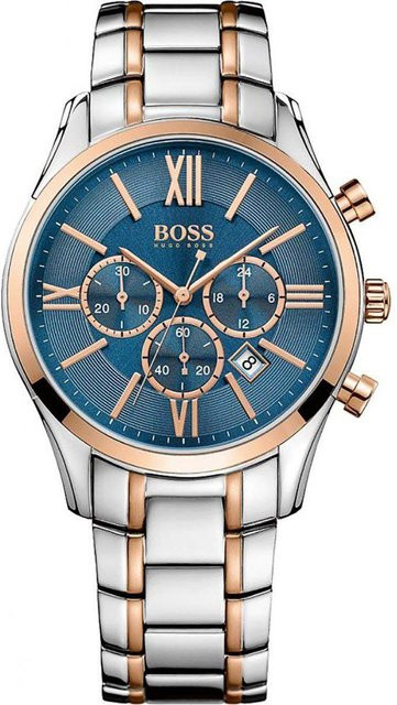 Hugo Boss Chronograph, Quarz, Edelstahl, 43 mm, Herren, Blau - Bild 1