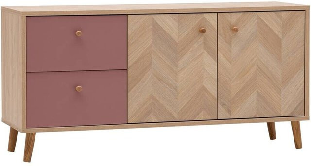 Schildmeyer Lowboard Visby Eiche Mauve Fischgräten Design B/H/T: 109 x 44,1 x 33,05 cm - Bild 1