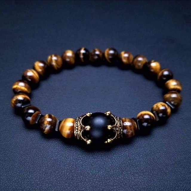 HNSP Perlenarmband Tigerauge, Naturstein, Herren - Bild 1
