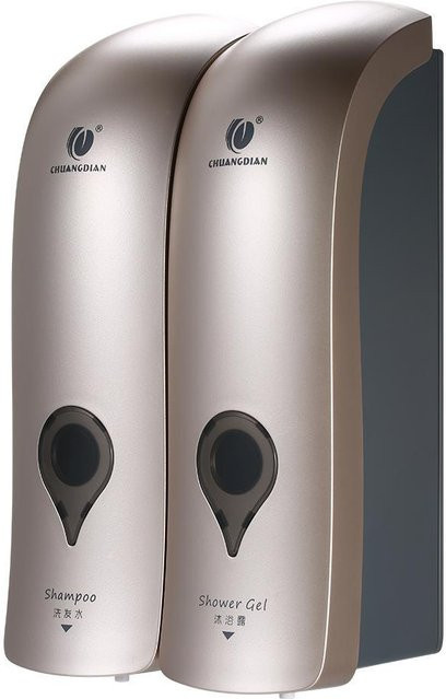 CHUANGDIAN Wandmontierter Doppelkopf-Handseifenspender für Badezimmer in Silber, 2 x 300 ml - Bild 1