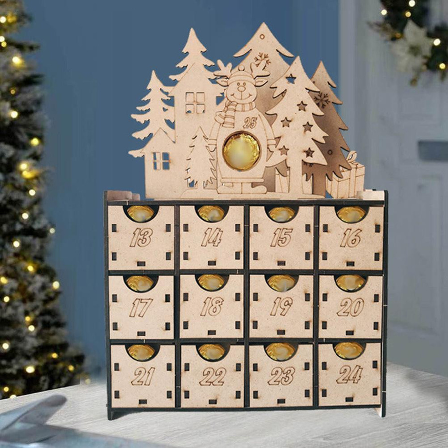 Wiederbefüllbarer Weihnachts-Adventskalender aus Holz mit 25 Schubladen im Retro-Design für Kinder von KONNWEI - Bild 6