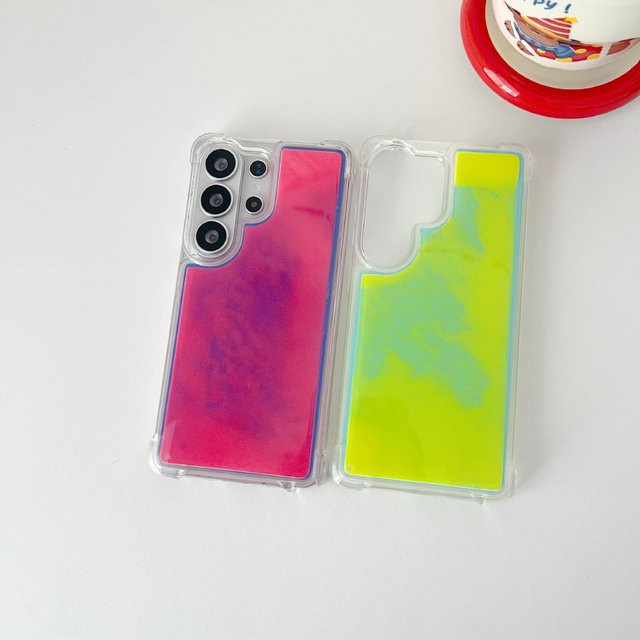 Transparente nachleuchtende Treibsand-Handyhülle für Samsung Galaxy S26 Ultra S25 S24 S23 S22 Ultra Plus Note 20 Ultra in Rot - Bild 1