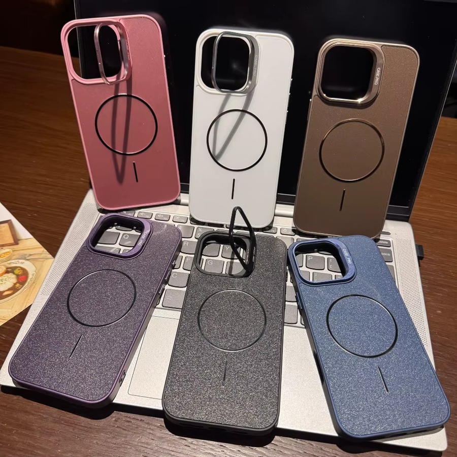 OLPAY Magnetische Glitzer Handyhülle mit Linsenständer für iPhone 11 bis iPhone 17 Pro Max, Farbe: Gold, MagSafe kompatibel - Bild 3