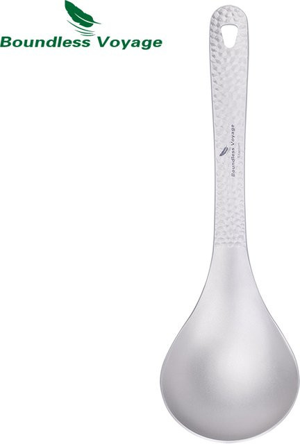 Boundless Voyage Titan-Suppenlöffel Ti1039T Schöpfkelle mit Loch in Silber - Bild 1