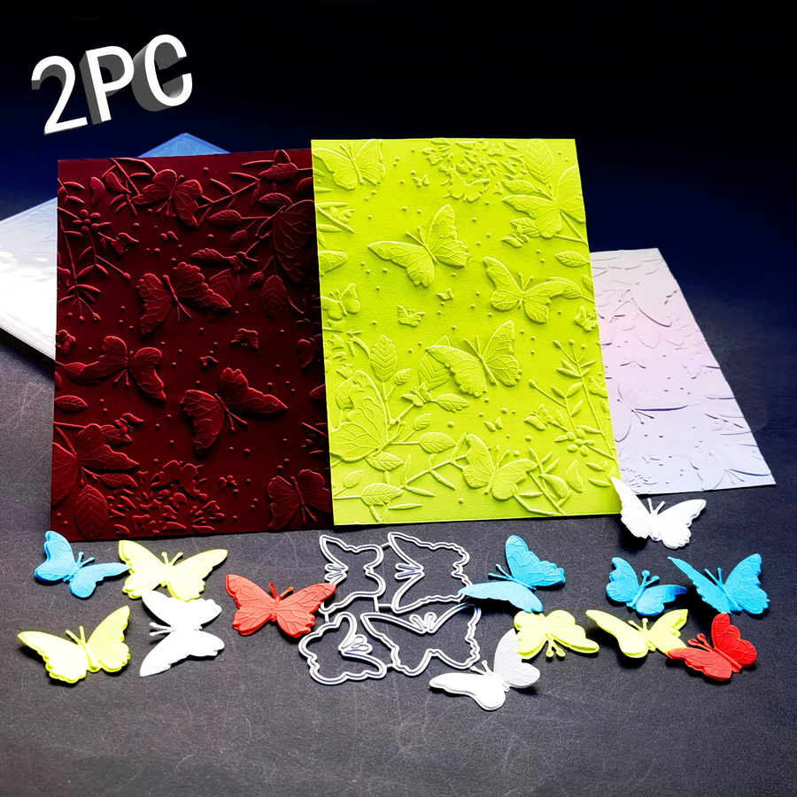 2-teiliges Set aus 3D-Reliefordnern mit Schmetterlingsstruktur und Metallschneideschablonen - Bild 5
