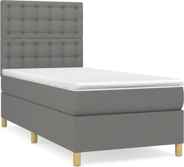 vidaXL Boxspringbett mit Matratze Hybrid-Design in Dunkelgrau, B/T/H: 100 x 200 x 128 cm - Bild 1