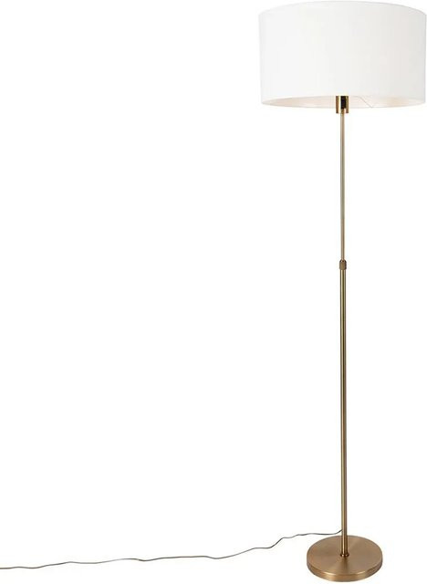QAZQA Stehlampe aus Stahl in Bronze mit dimmbarem Stoffschirm in Weiß, Höhe: 169 cm - Bild 1