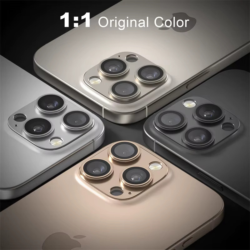 Kameraobjektivschutz aus gehärtetem Metall für iPhone 16 15 14 13 Pro Max Plus 12 Mini in Gold - Bild 5