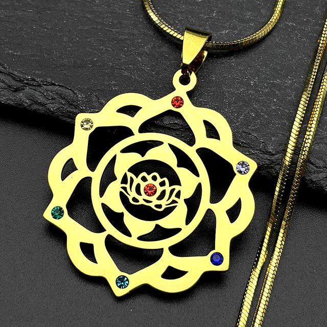 AFAWA Halskette Edelstahl, Kristall, Gold, Unisex - Bild 1