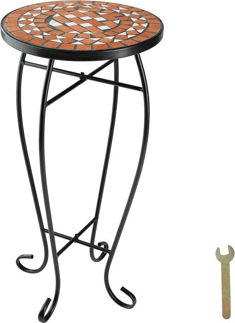 tectake Balkontisch mit Mosaik und Zement in Terracotta, B/T/H: 30 x 30 x 61,5 cm - Bild 1