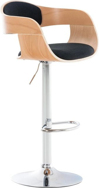 DELUKE Barhocker NADAN Barstuhl höhenverstellbar mit Lehne und 360 Grad Drehbarkeit in Stoff Natura/Schwarz, B/T/H: 50 x 48 x 88 cm - Bild 1