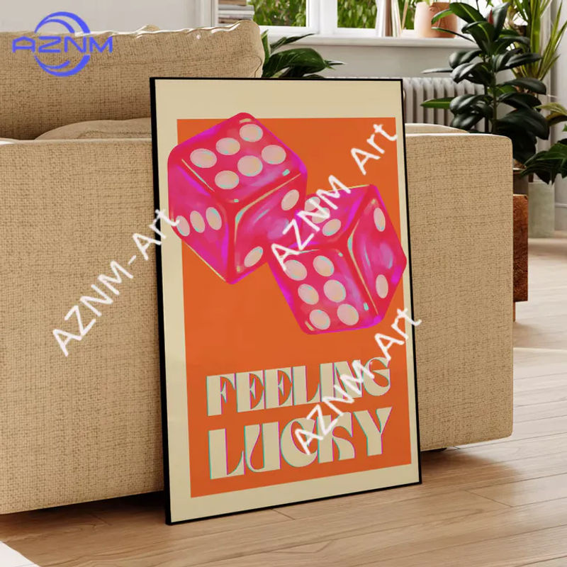 KAYOU Wandkunst Pink Orange Feeling Lucky Quotes Leinwandgemälde im minimalistischen Y2K Design - Bild 3