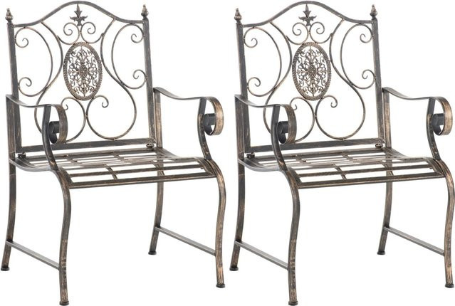 DELUKE 2er Set Gartenstühle AUSTIN aus Metall in Bronze mit Armlehnen, B/T/H: 62 x 53 x 94 cm - Bild 1