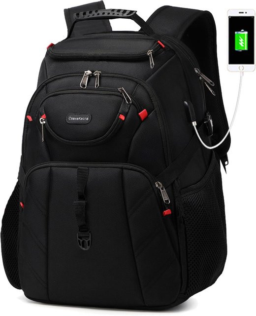 Weft Reise-Laptop-Rucksack für 17 Zoll, wasserdichter Business-Rucksack mit USB-C Anschluss, Schwarz - Bild 1