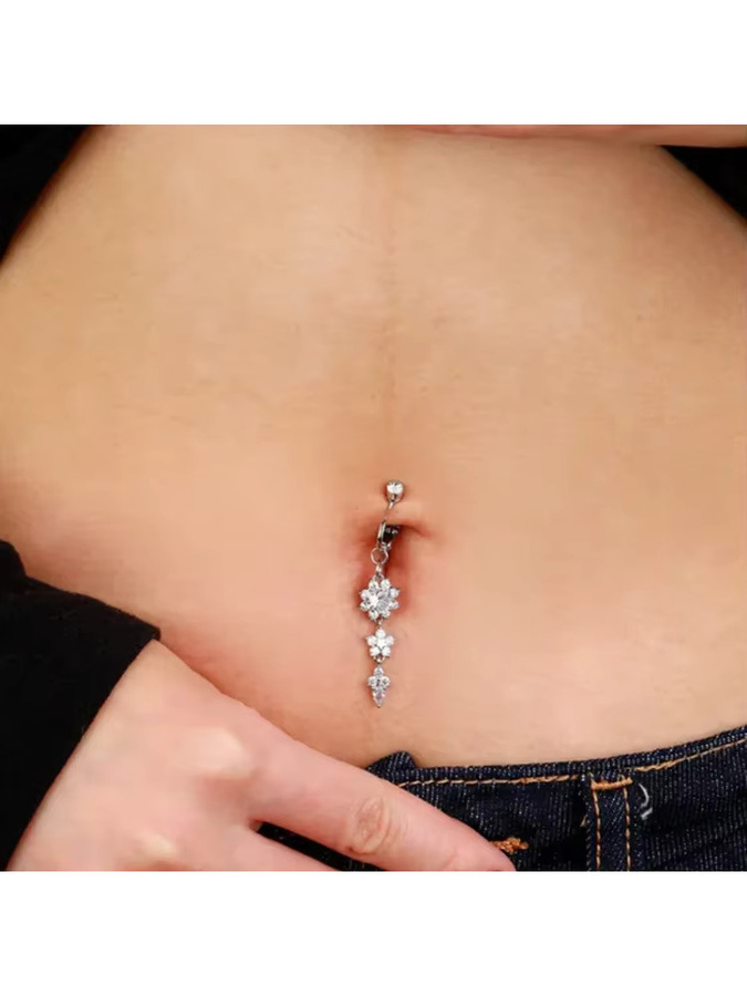 Piercing Addicter Bauchnabelring, Sonnenblume, Silber, Kristall, Damen - Bild 3