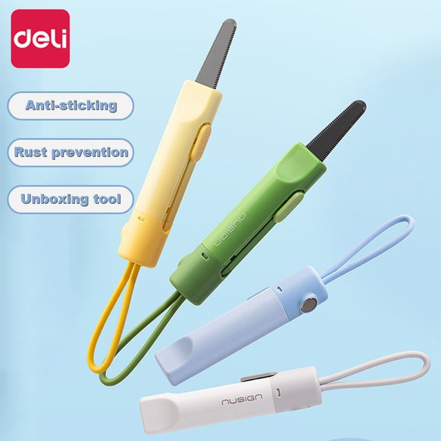 Deli Allzweckmesser in Blau mit einziehbarer Klinge als tragbarer Mini-Boxschneider und Brieföffner - Bild 1
