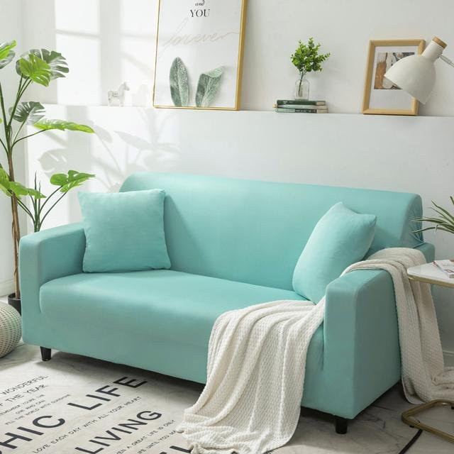 Coolazy Elastischer Sofabezug in Blau für Ecksofas und Sessel, Stretch-Schonbezug mit rutschfester Oberfläche, Breite: 90-140 cm - Bild 1