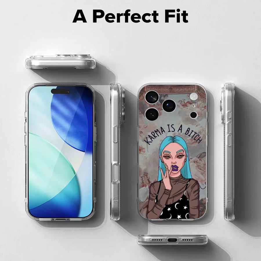 Devil-Girl Handyhülle Transparent IMD für iPhone 11 bis iPhone 17 Pro Max Plus Mini Weiche Schutzhülle - Bild 3