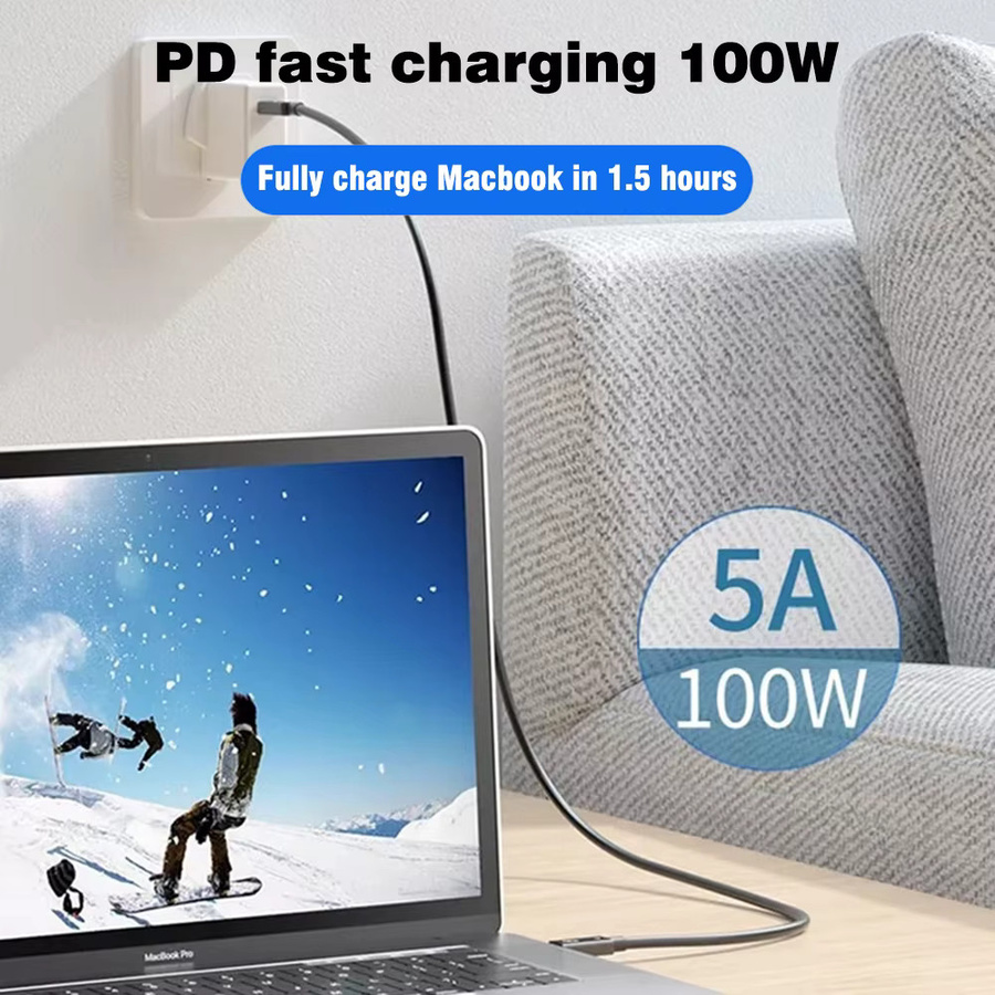 UGOURD Thunderbolt 4 Koaxialkabel USB4 Typ C zu Typ C, 40Gbps, 100W Schnellladekabel, Schwarz, Länge: 2 m - Bild 4