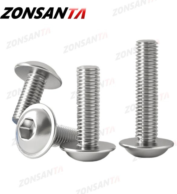 ZONSANTA Innensechskant-Halbrundkopfschrauben mit Unterlegscheibe aus Edelstahl A2-70, Farbe Silber, Größen M2 bis M8 - Bild 1