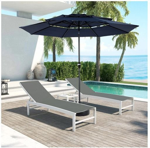 MUVOE Rechteckiger doppelseitiger Außenschirm mit Kurbel aus Aluminium und Polyester in Marineblau, 4,5 m - Bild 1